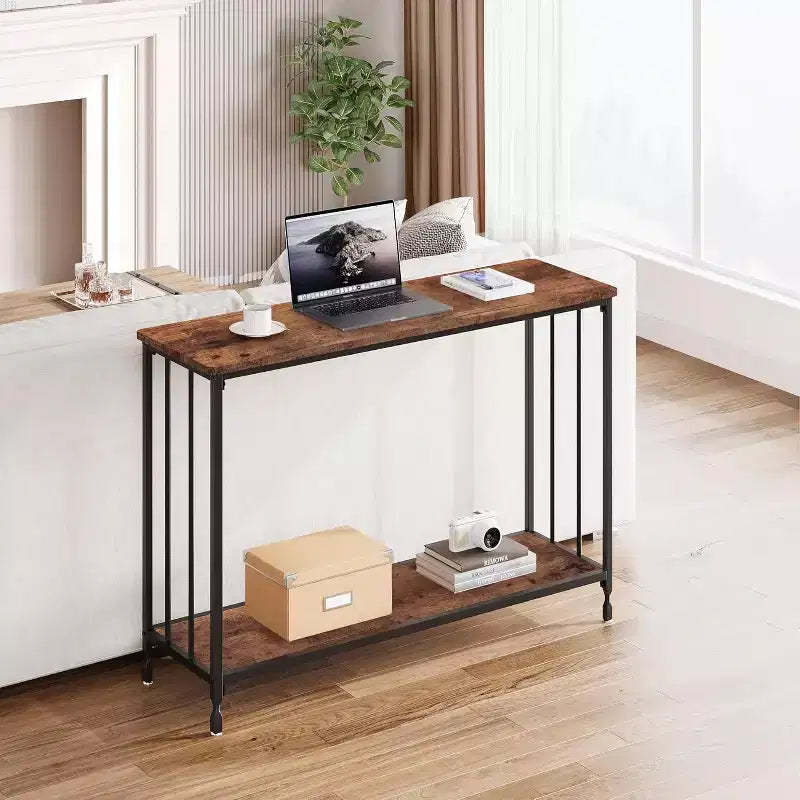 Entryway Console Table & Industrial Shelf Storage - 41.3 Narrow Sofa Table for Hallway, Living Room, Office