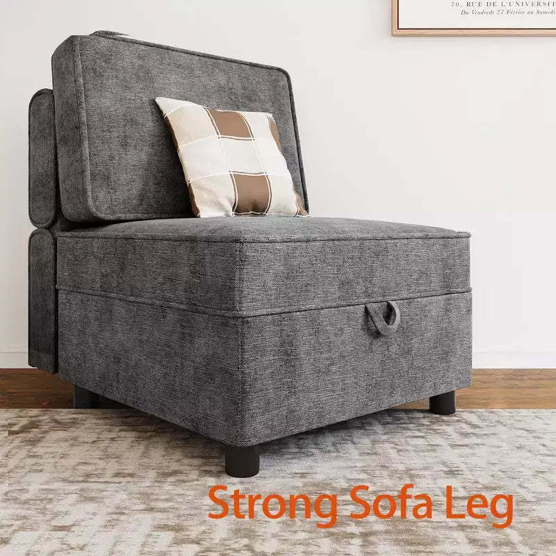 Storage Ottoman Modular Sectional Sofa Seat - 26 Grey Storage Cube for Living Room & Bedroom
