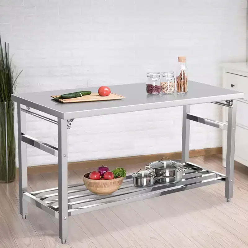Stainless Steel Table, 30 x 48 Inches Folding Heavy Duty Table for Kitchen, Commercial Stainless Steel Prep Table with Adjustable Undershelf