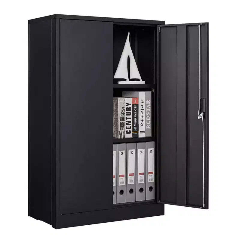 Metal Storage Cabinet, 42 Storage Cabinet with 2 Adjustable Shelves & 2 Lockable Doors for Office, Garage, Home