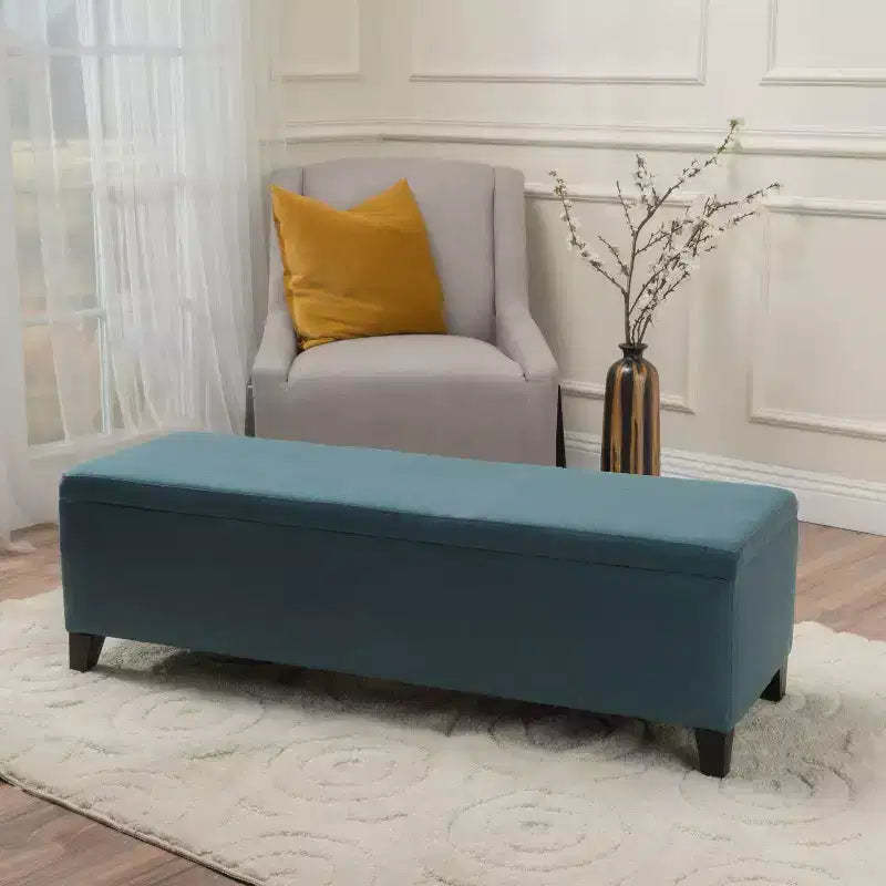 GDFStudio Carducci Contemporary Upholstered Storage Ottoman with Birch Legs