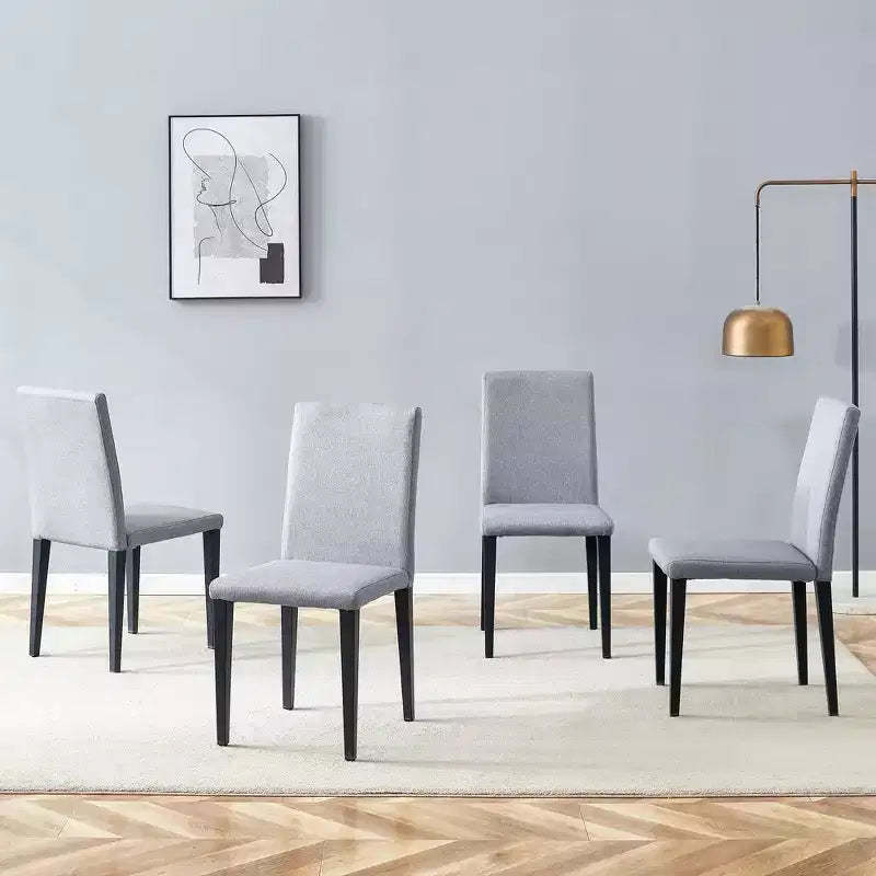 MAYEERTY Set of 4 Light Gray Linen Cotton Dining Chairs Versatile Comfortable Seating