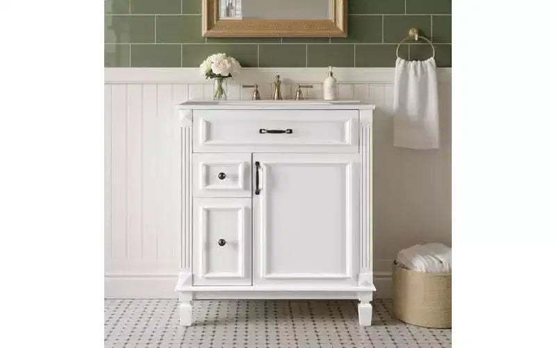 MAYEERTY Bathroom Dressing Table with Basin Door Cabinet Independent Storage Cabinet Sink Set No Mirror Faucet