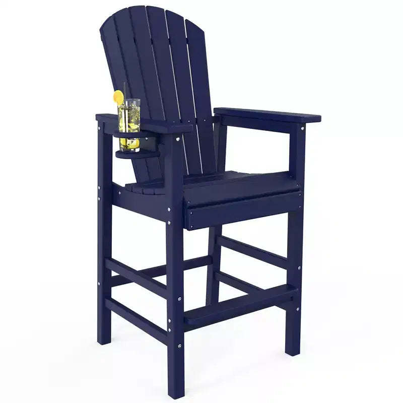 Karl Home | 28.7 in. HDPE Outdoor Tall Adirondack Bar Chair With Cup Holder