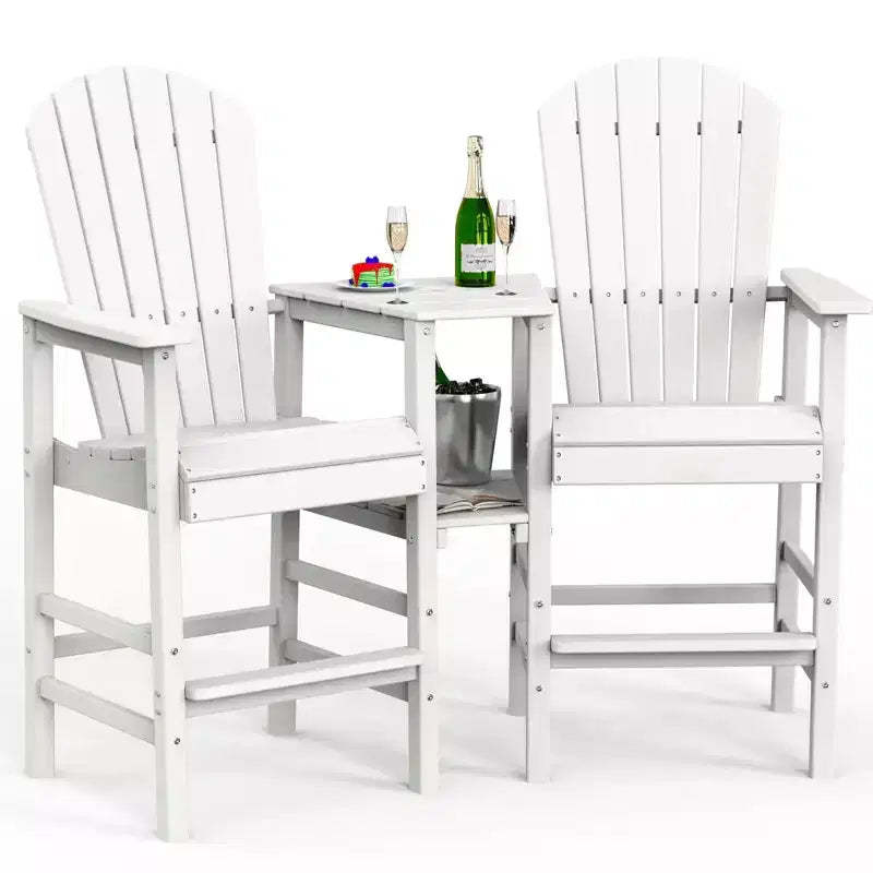 Karl Home | 2-Piece Outdoor Adirondack Bar Chairs with Removable Trays