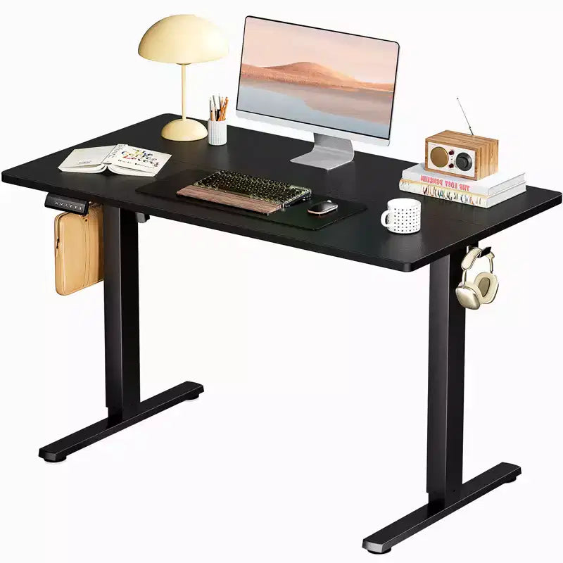 Ergonomic Height Adjustable Electric Standing Desk with T-Shaped Metal Frame and Memory Presets Modern Computer Workstation39.30x 23.60x45.40-Black
