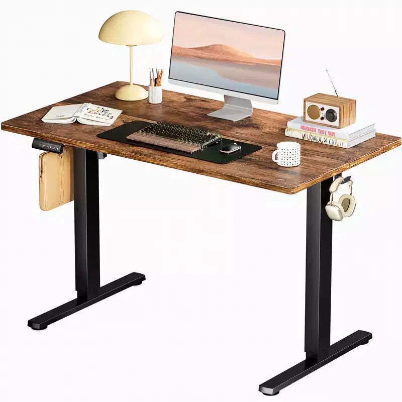 Ergonomic Height Adjustable Electric Standing Desk with T-Shaped Metal Frame and Memory Presets Modern Computer Workstation39.30x 23.60x45.40-Brown