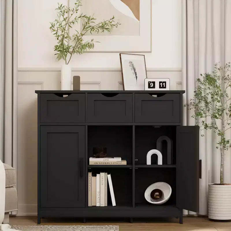 MAYEERTY Storage Cabinets with Drawers and Shelves Accent Cabinets for Living Room Black
