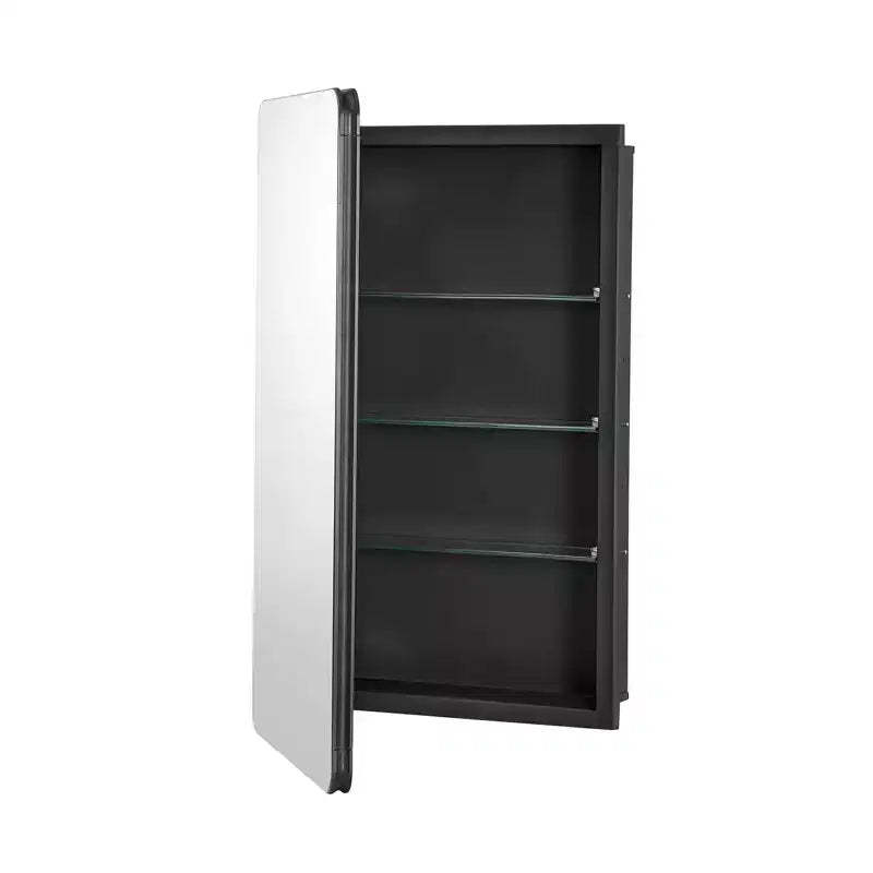 VEVOR Medicine Cabinet, 16 x 24 inch, Aluminum Frame Bathroom Wall Cabinet, 2-layer Adjustable Shelves, Black