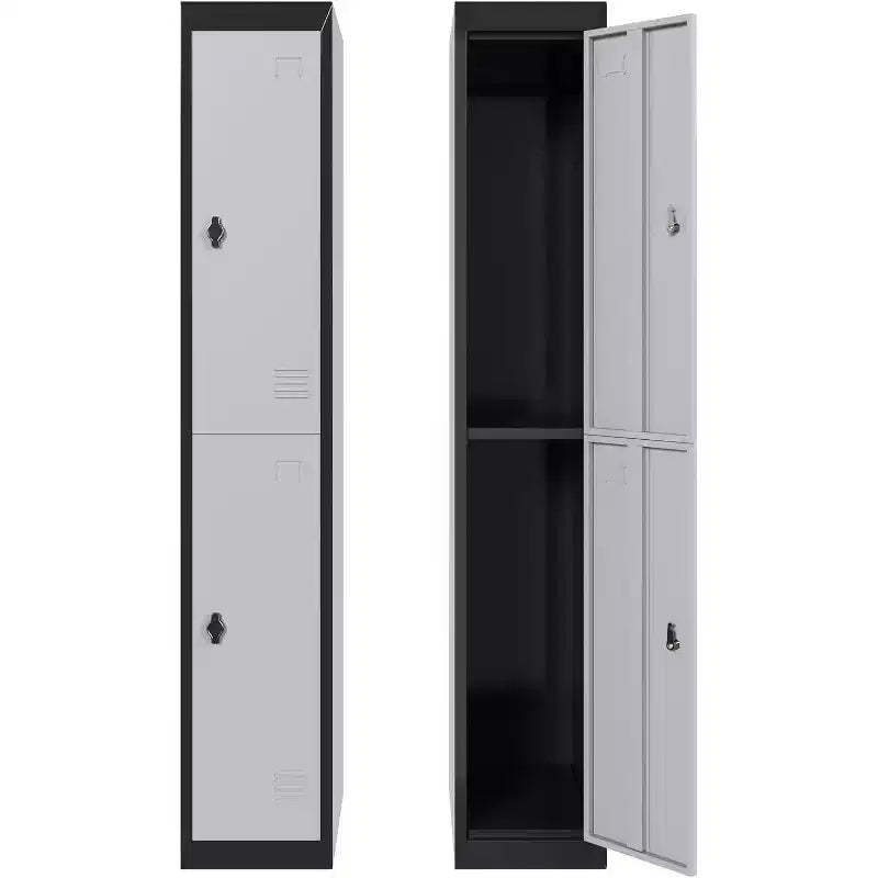 72 Lockers for Employees Students with Shelves, Metal Storage Steel Locker for School, Office, Gym, Home and Warehouse, Grey+Black
