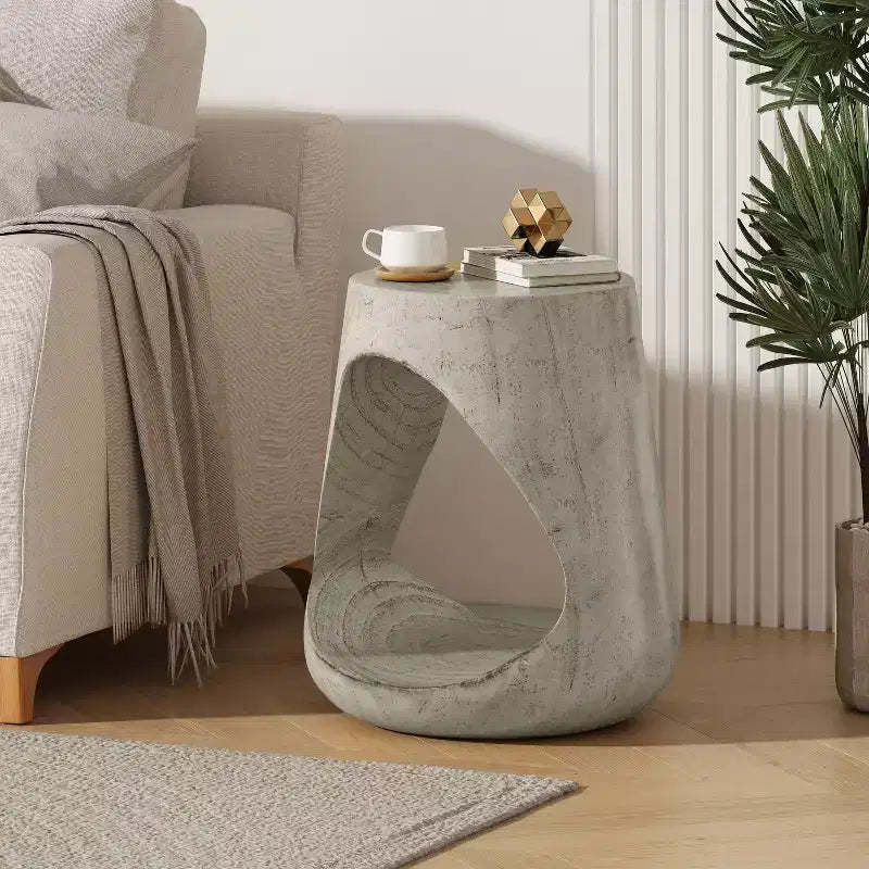 MAYEERTY Hollow Console Table Wood Like Texture Gray Color for Living Room