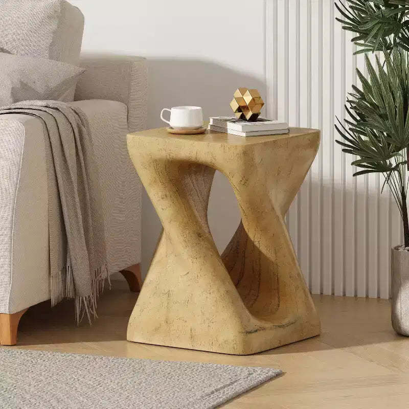 MAYEERTY Twist Console Table Wood Like Texture Natural Color Living Room