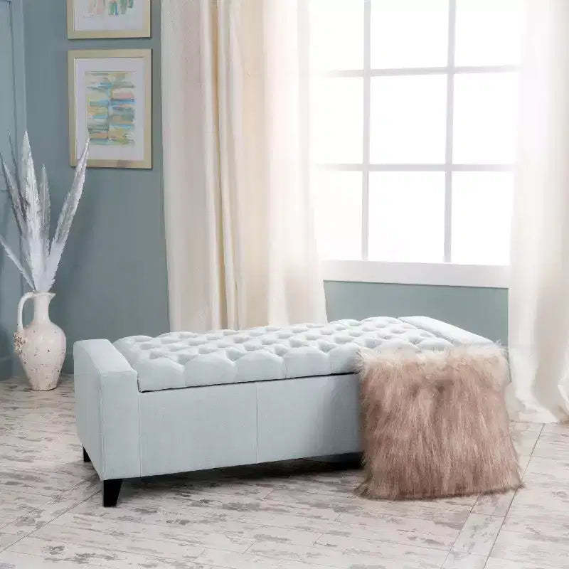 TUYOHW Upholstered Bench with Soft Cushion, Modern Bench for Living Room and Bedroom, Comfortable Bench for Adults