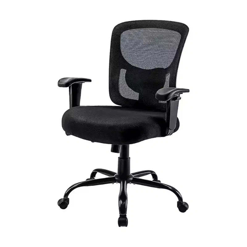 HomeRoots Black Fabric Mesh and Steel Adjustable Swivel Rolling Executive Office Chair