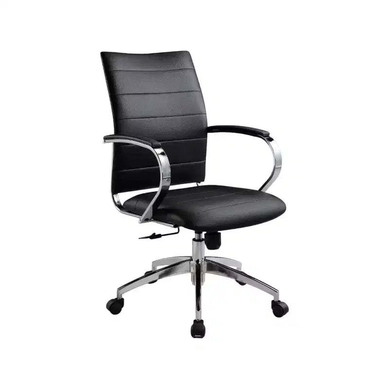 HomeRoots Black and Silver Adjustable Height Swivel Rolling Office Chair