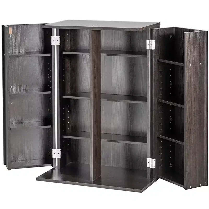 VEVOR Media Storage Cabinet, DVD Cabinet with Doors and Shelves, CD Storage Holds up to 576 CDs, Adjustable DVD Shelf, Brown