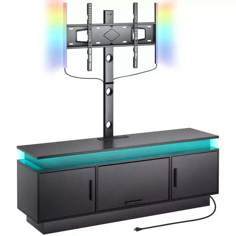VEVOR 60 TV Stand with Mount for up to 75 in TVs, Entertainment Center with Power Outlet, Height Adjustable, Black