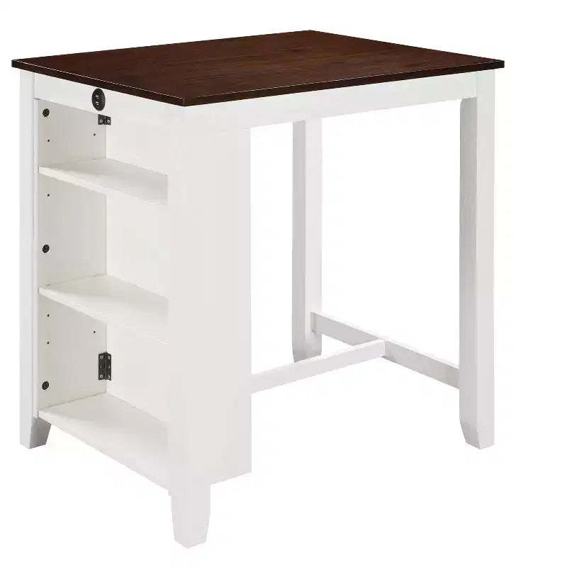 Okak Kitchen Table Counter Height Dining Table with USB Charging Ports and Shelves for Dining Room, Kitchen