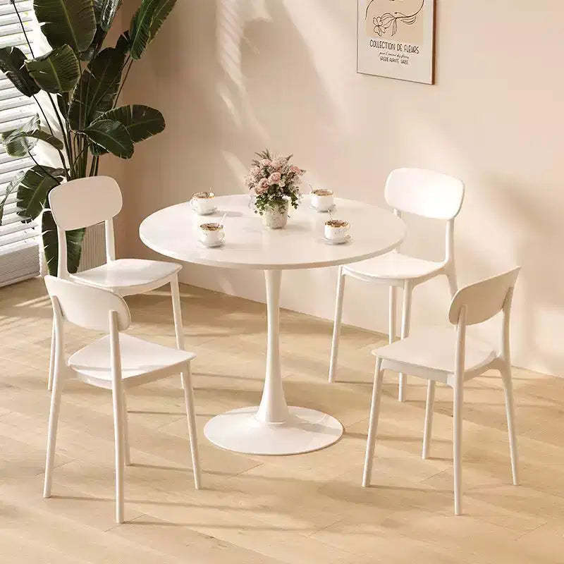 Okak 23.6/31.5in Round Dining Table Kitchen Table with Steel Tulip Base Round Kitchen Table for Dining Room