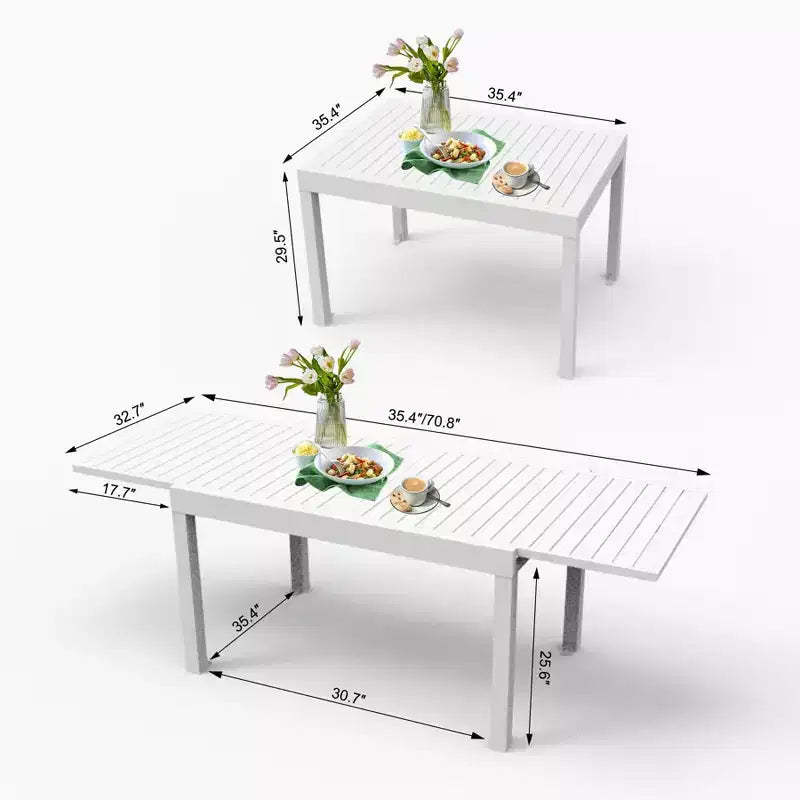Okak Dining Table Aluminum Patio Extendable Dining Room Table Kitchen Table for Dining Room