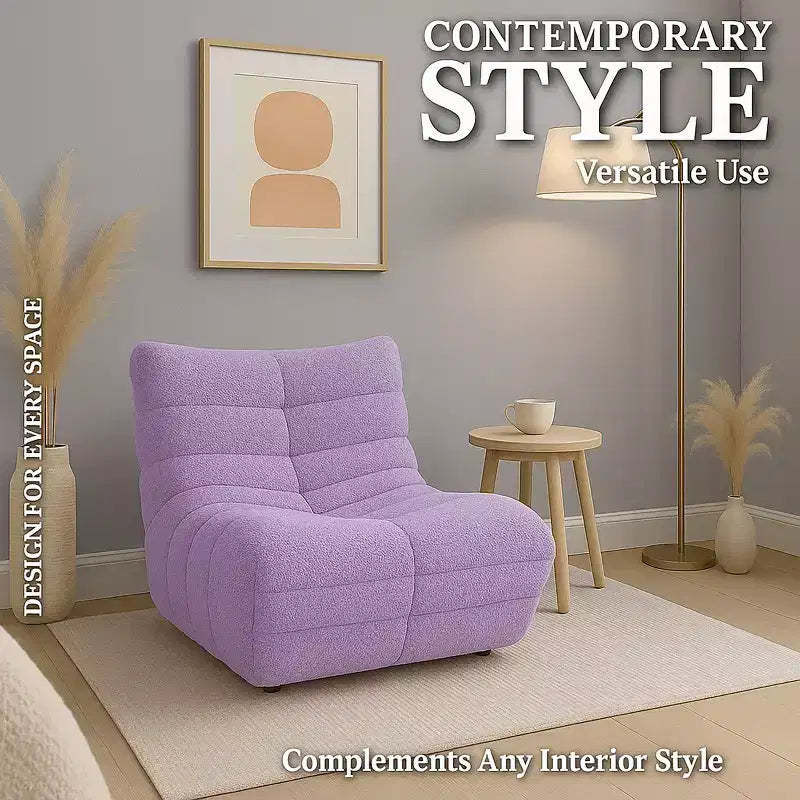 Modern Accent Chair for Living Room  Comfy Upholstered Armchair with High-Density Cushion  Chair for Bedroom, Apartment Seating - Teddy Pink
