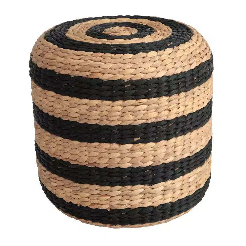 JONATHAN Y Aimee Modern Minimalist Two-Tone Hand-Woven Hyacinth Stool