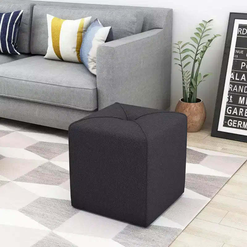 GDFStudio Tammy Modern Fabric Tufted Square Ottoman with Tonal Piping
