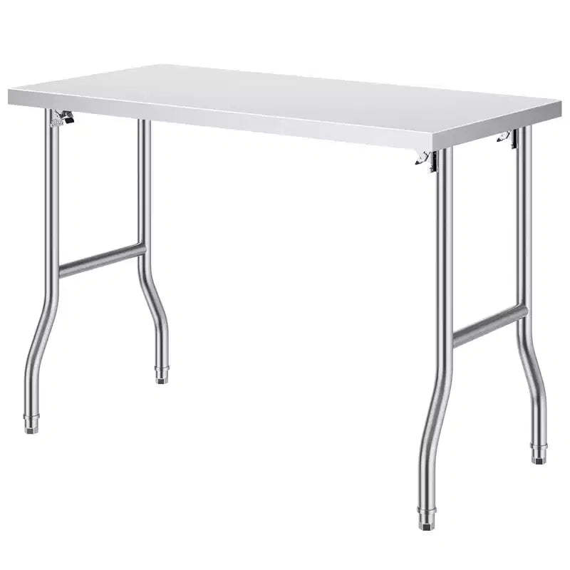 VEVOR Folding Commercial Prep Table, 48 x 24 Inch Commercial Worktable Workstation,Heavy-duty Stainless Steel Folding Table with 300 lbs Load,Silver