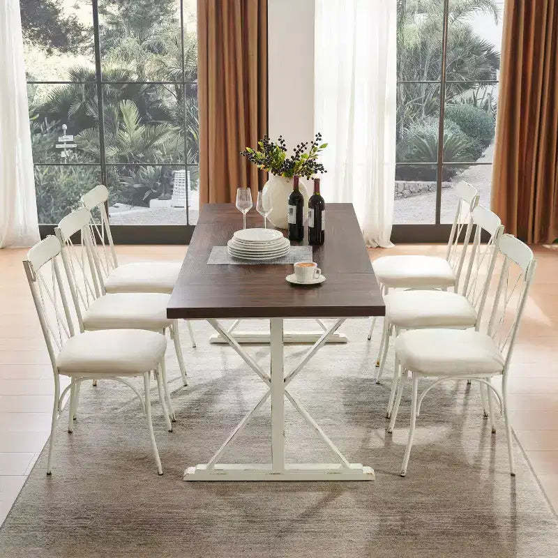 Probe Hues 6 Person Rectangular Double Pedestal Dining Table Set
