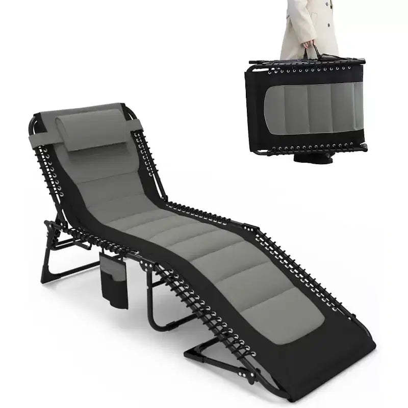 Summit Adventure 5-Position Adjustable Folding Lounge Chair with Pillow  Supports 264lbs, Outdoor/Patio/Beach