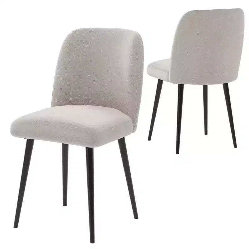 HomeRoots Set of Two Beige And Black Upholstered Fabric Dining Side Chairs