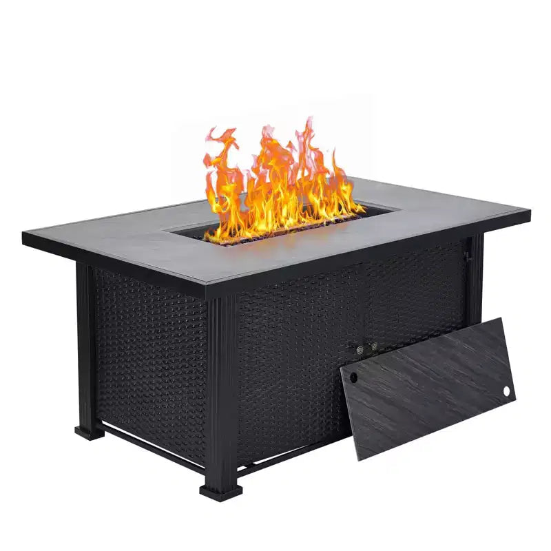 Propane Fire Pit Outdoor Fire Pit Table - 52 50K BTU 2-in-1 Steel Patio Heater w/Lid & Cover