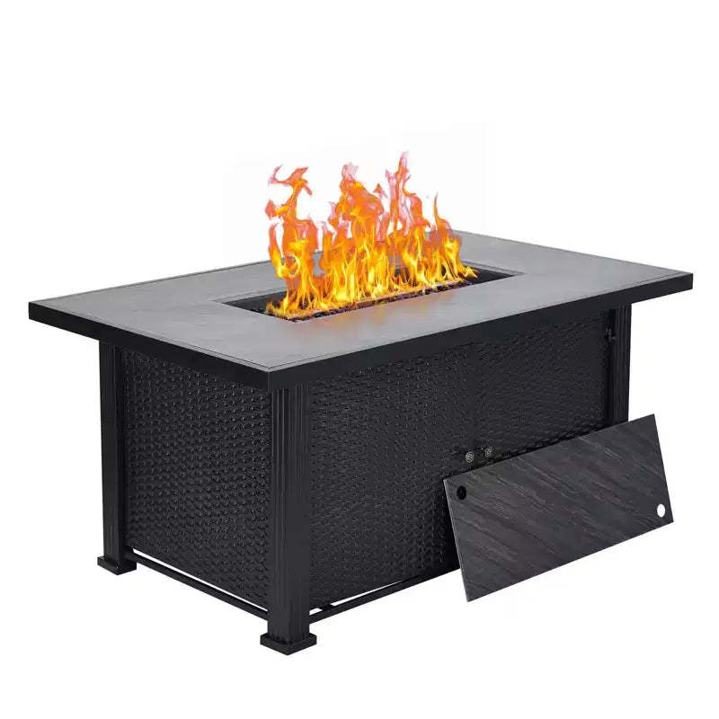 Propane Fire Pit Outdoor Fire Pit Table - 52 50K BTU 2-in-1 Steel Patio Heater w/Lid & Cover