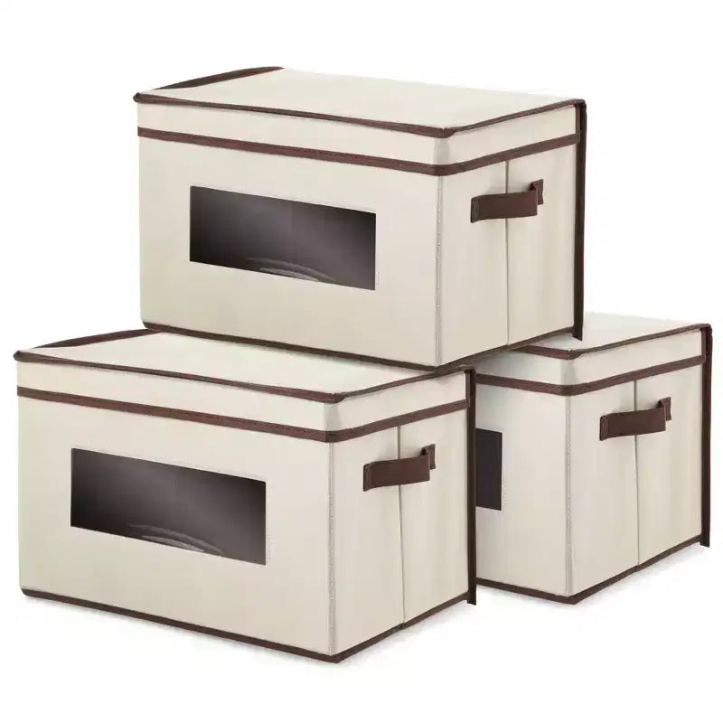 3 Pack Collapsible Fabric Storage Bins, Cubes & Organizer with Handles, Shelf Baskets & Boxes for Organization - 16.2 x 12 x 10 in