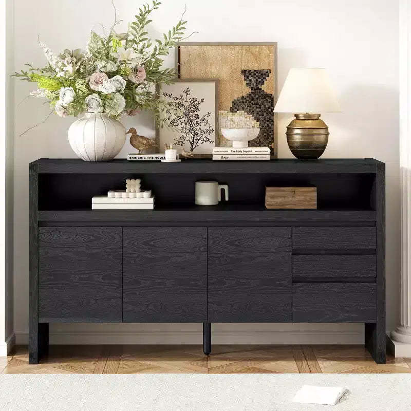 Merax 3-Door Sideboard with 3 Drawers & Semi-Open Shelf