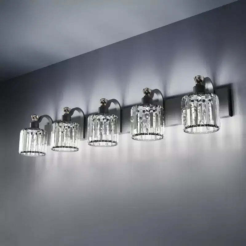 Modern Vanity Light Fixture  Black Wall Light with Round Glass Shades for Bathroom Mirror & Shower