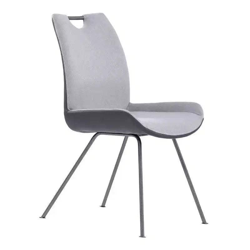 Armen Living,Coronado Contemporary Dining Chair in Grey Powder Coated Finish and Pewter Fabric - Set of 2