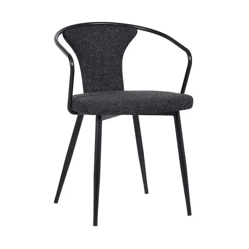 Armen Living,Francis Contemporary Dining Chair in Black Powder Coated Finish and Black Fabric