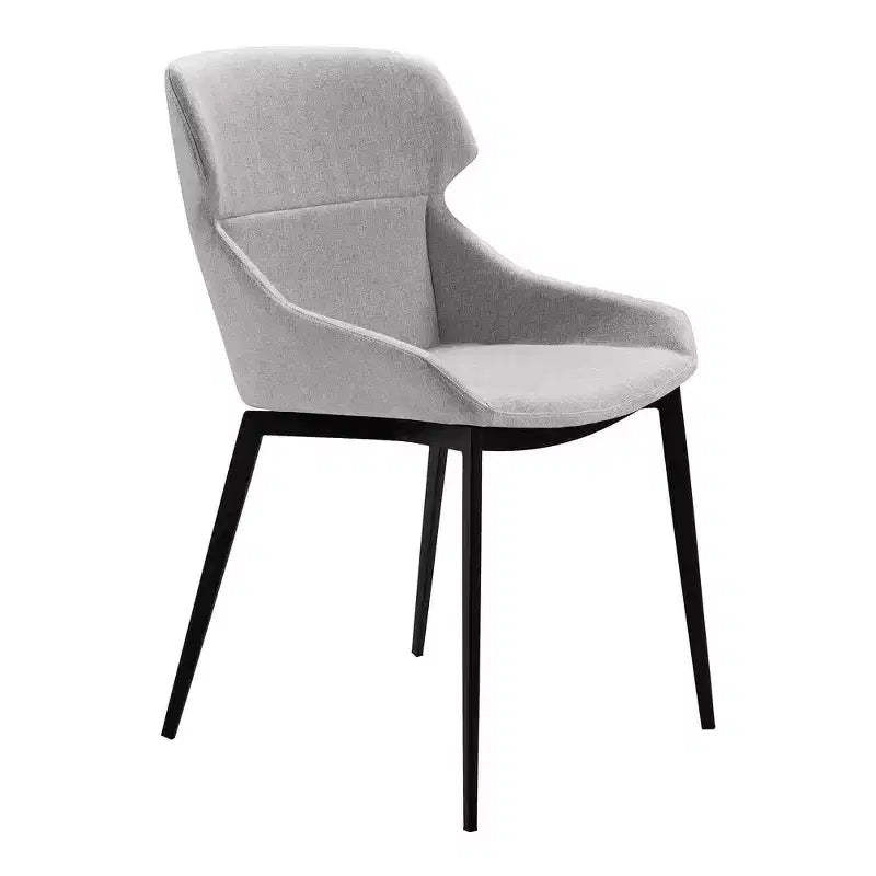 Armen Living,Kenna Modern Dining Chair in Matte Black Finish and Gray Fabric - Set of 2