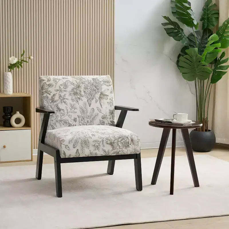 GDFStudio Tessa Mid-Century Modern Rubberwood Upholstered Armchair