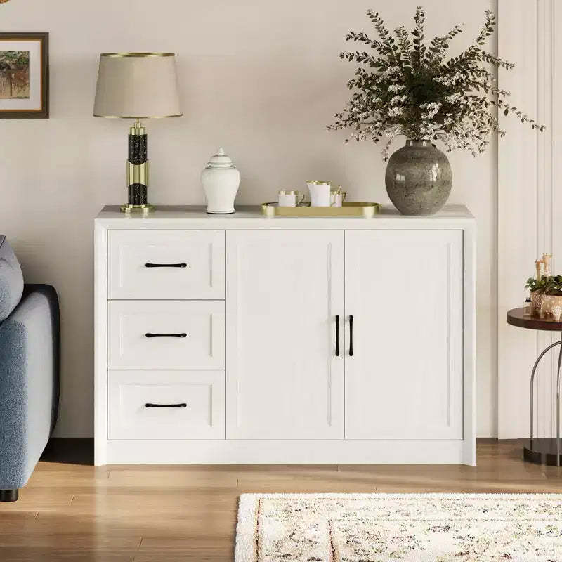 Famapy Wood - Grain Buffet Chest Kitchen Cabinet with Anti - Tipping Device - 3 Drawers+2 Doors for Kitchens or Living Room Storage