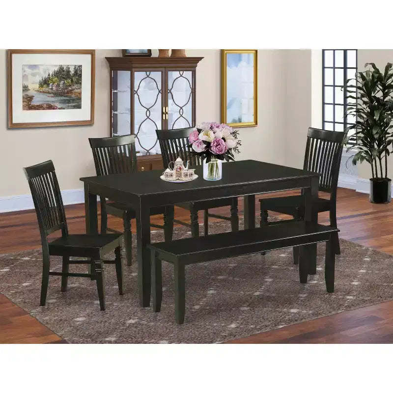 HomeStock Rectangle Kitchen Dining Table Set With 4/6 Chairs