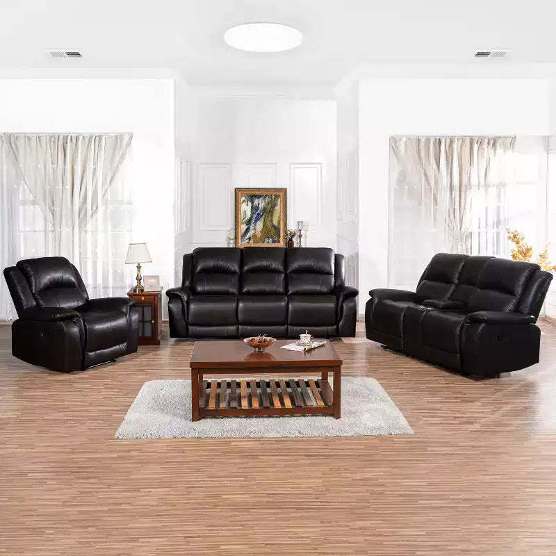 Home Imports Emporium Contemporary Recliner Sofa,Loveseat and Chair Set, Manual Reclining Set for Living Room in Espresso