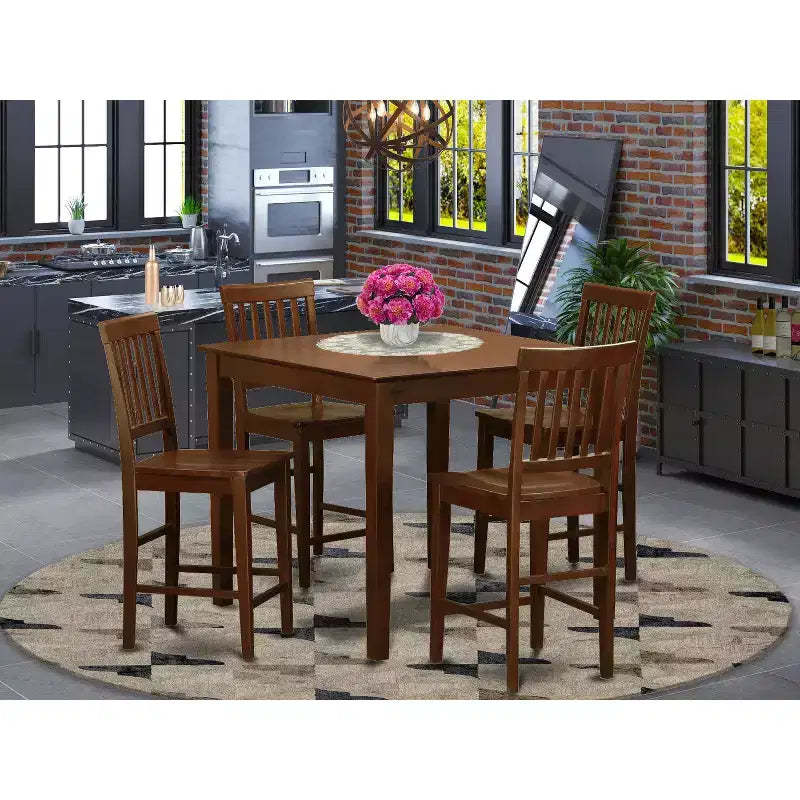 HomeStock Belmont 3-Pc Counter Height Table Set, Mahogany