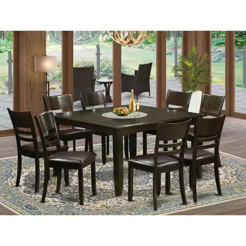 Parfait Dinette Table With Leaf And Dinette Chairs Cappuccino Finish