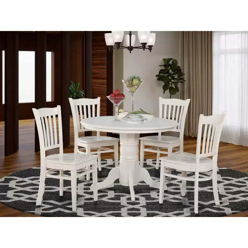 HomeStock Belmont 5-Piece Kitchen Table Set, White