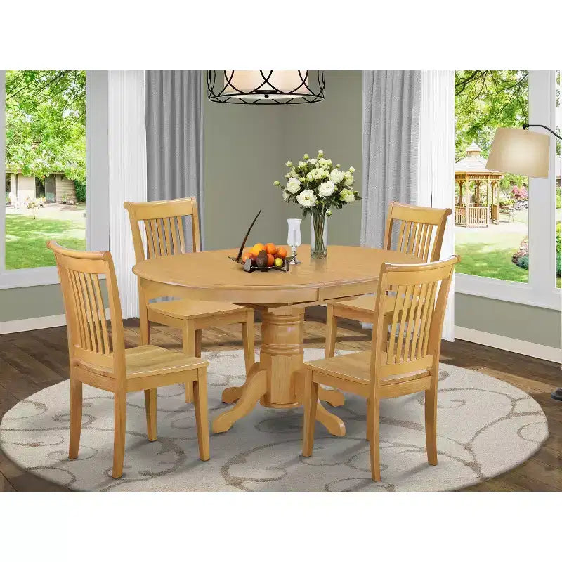HomeStock AVPO5-OAK-W 5 Piece Dining Set Oak Formal
