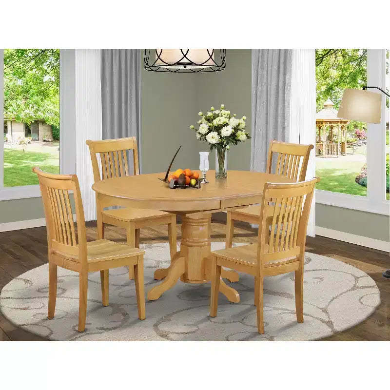 HomeStock AVPO5-OAK-W 5 Piece Dining Set Oak Formal