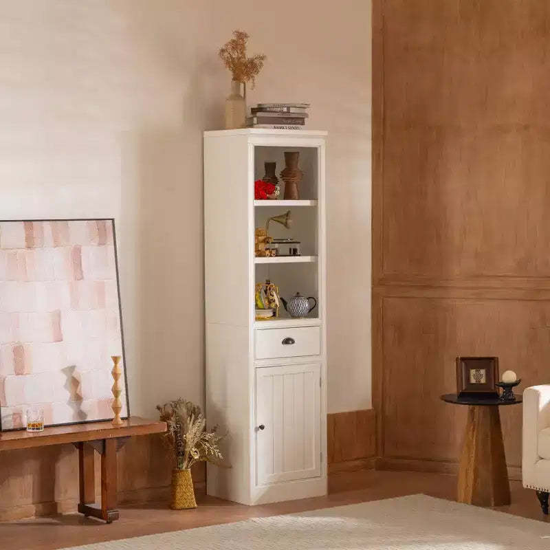Okak Modern Freestanding Display Buffet Cabinet with 1 Drawer, Wooden Bookshelves Pantry Cabinet for Kitchen/Hallways/Living Room