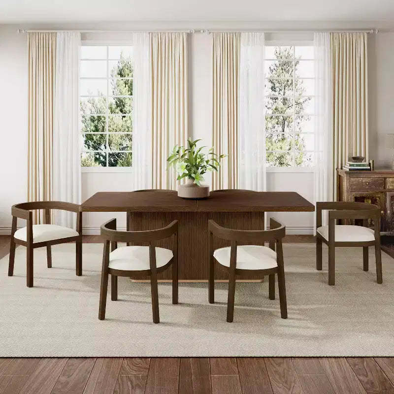 Christopher Knight Home Adriana Contemporary 7 Piece Rubberwood Upholstered Dining Set with Oversized Rectangular Table